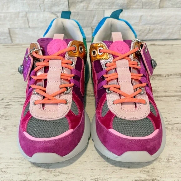 KURT GEIGER LONDON Suede Kurt Runner Sneakers Women’s SZ 38.5EU-8 US RAINBOW New - Picture 4 of 15